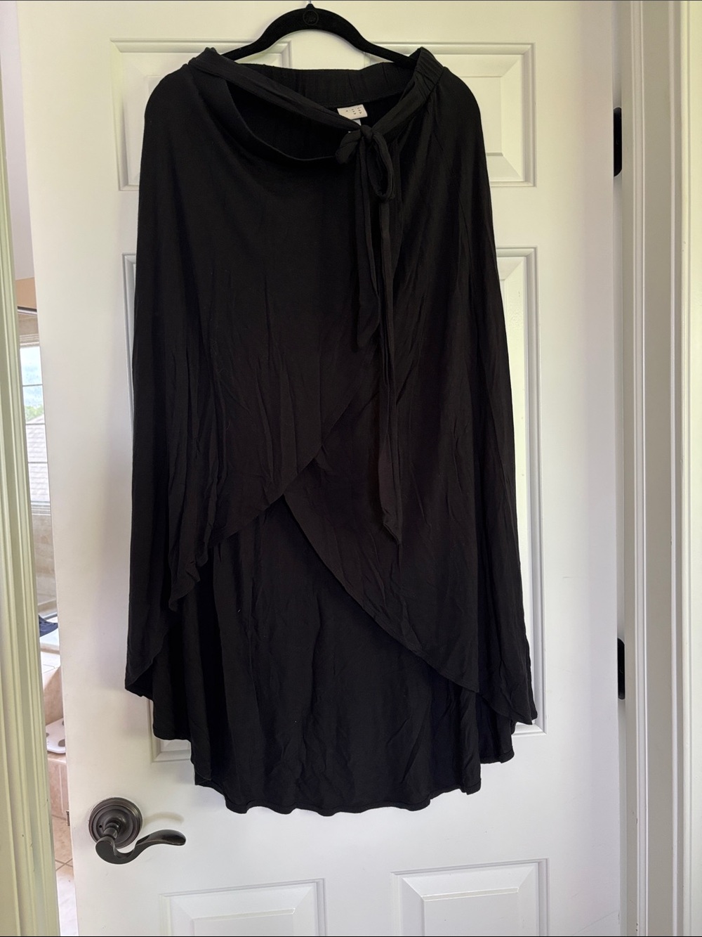 a new day Black Asymmetrical Wrap Skirt with Tie